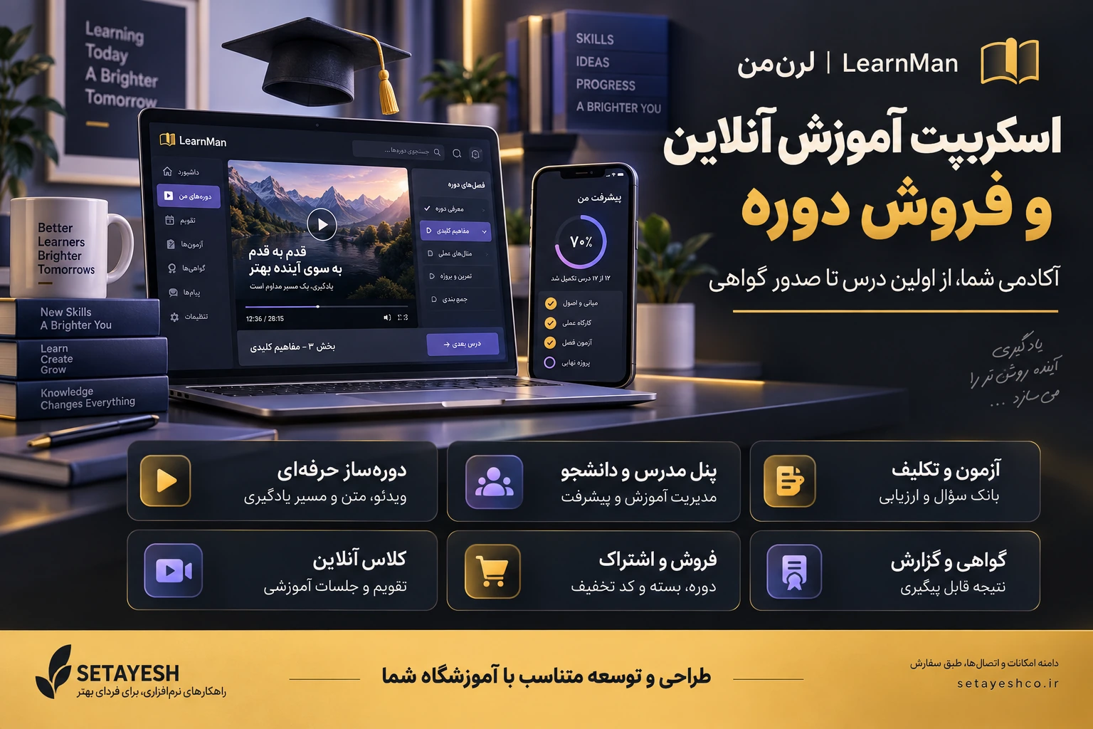 لرنمن — اسکریپت آموزش آنلاین و فروش دوره